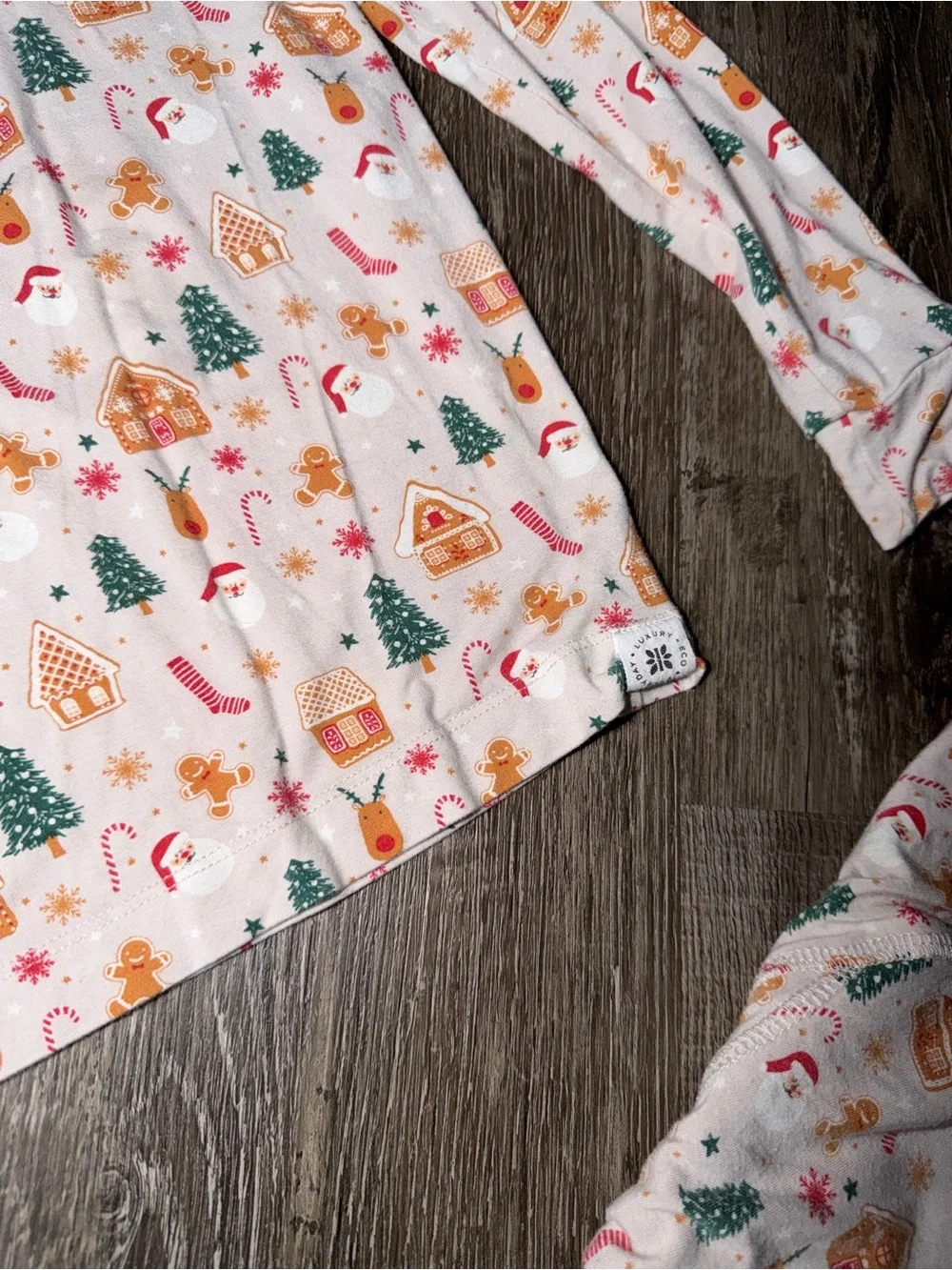 Sweet Bamboo Kids Grey Christmas Santa’s Cookies  Pajama Set- Size 6